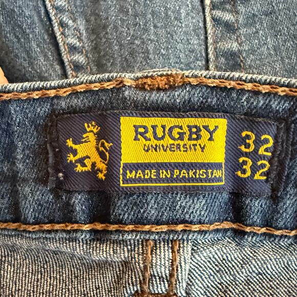 Rugby University Straight Leg Jeans Pants Men 32 x 32 Blue Denim Medium Wash - Picture 3 of 12